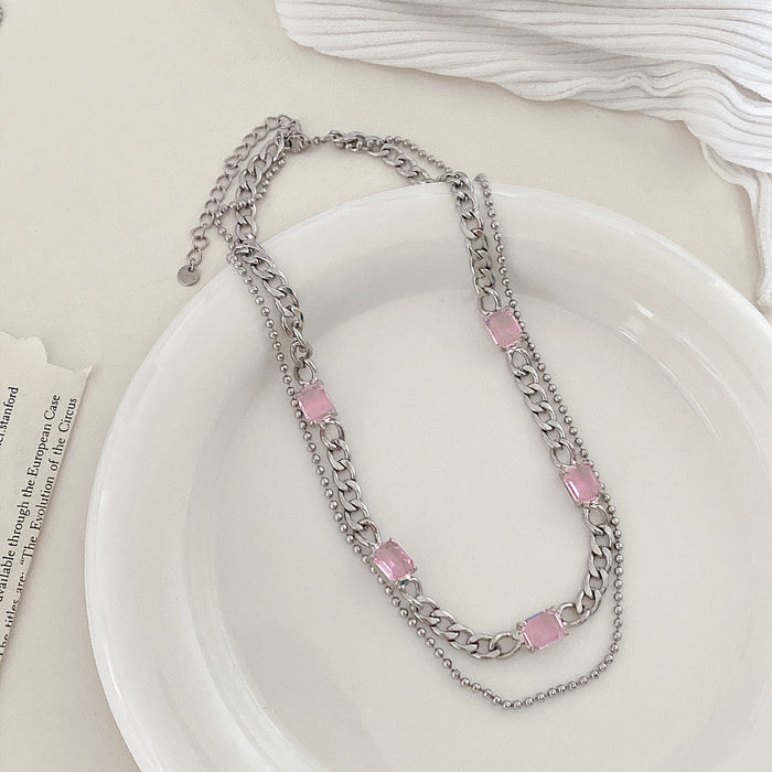 Wholesale pink love pearl necklace JDC-NE-NaiS001