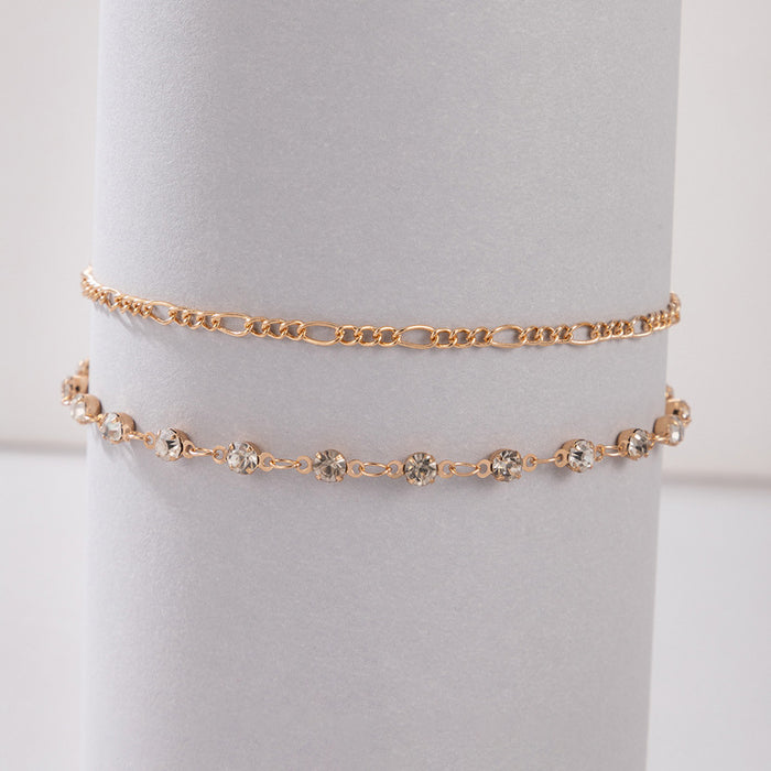 Wholesale diamond-encrusted double-layer anklet simple chain multi-layer JDC-AS-C137