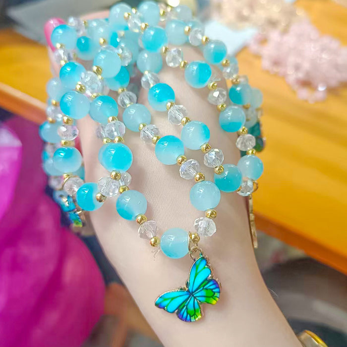 Wholesale Bracelet Glass Kids Two Color Gradient Butterfly MOQ≥2 JDC-BT-LSen002