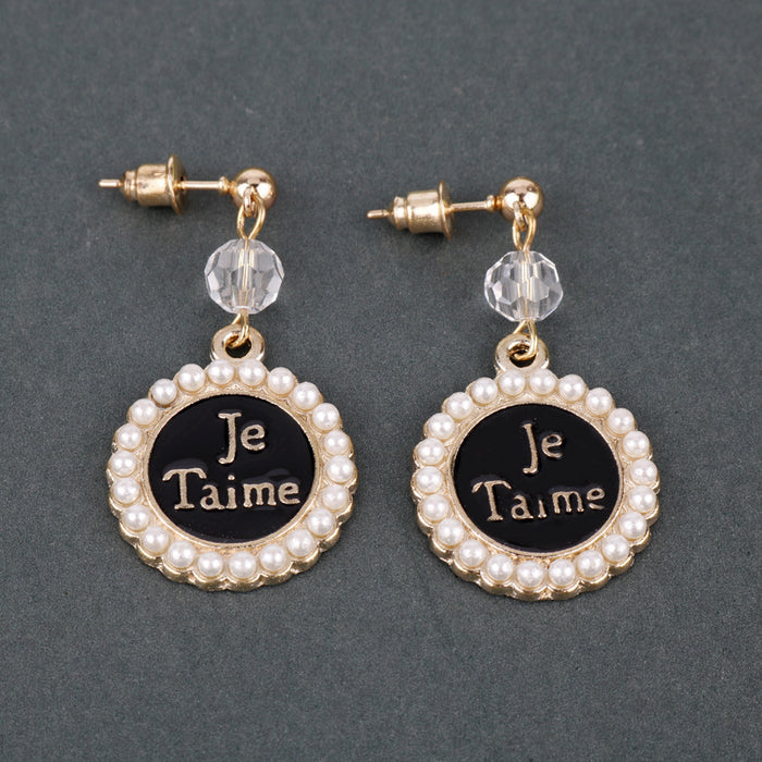 Wholesale Earrings Alloy Round Pearl Diamonds JDC-ES-Dsheng006