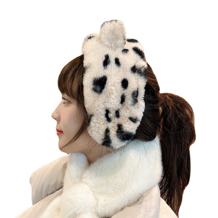 Ayado al por mayor Ladera de protección de oídos de invierno Animal Leopardo Warm Impresión JDC-EF-HuanQ003