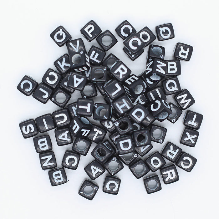 Wholesale Pendant 6MM DIY Letter Handmade Square Transparent Acrylic Pack of 100 MOQ≥2 JDC-PT-BiLai002