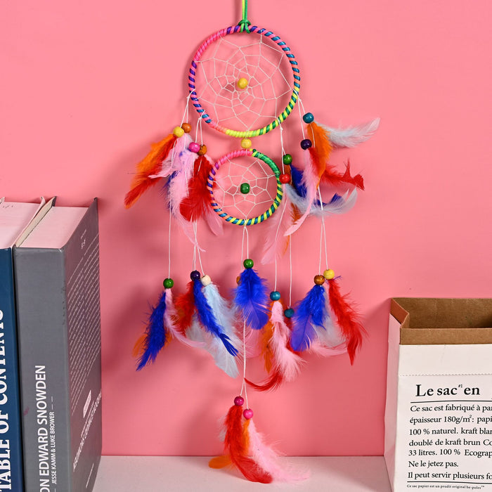 Wholesale Dreamcatcher Plastic Ring Feather Indian Double Ring MOQ≥2 JDC-DC-XiXi004