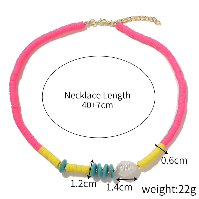 Wholesale summer ins style colored soft ceramic necklace JDC-NE-JiaYi002