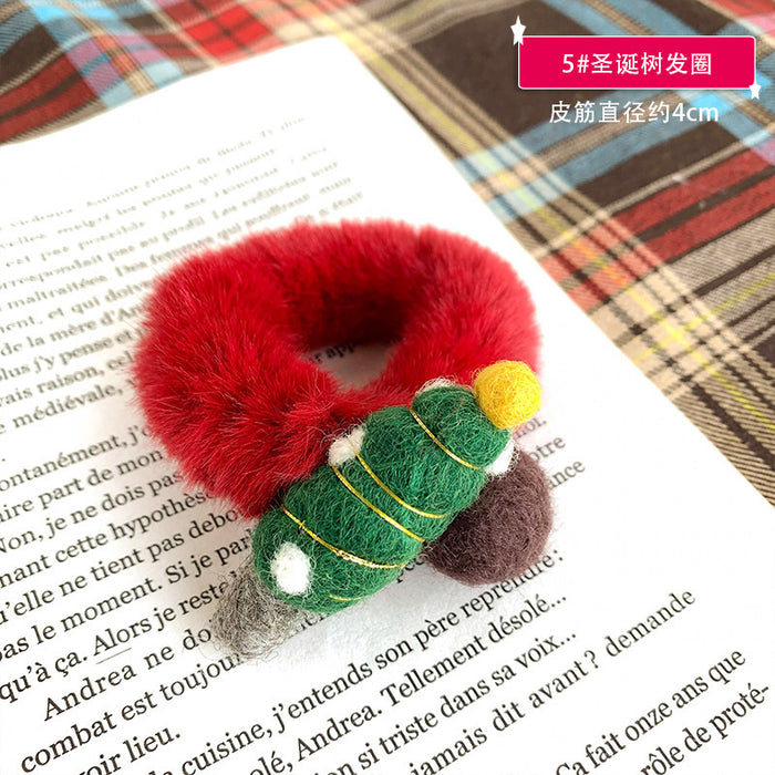 Wholesale Hair Scrunchies Plush Wool Felt Christmas Cute Cartoon Children JDC-HS-JinY001