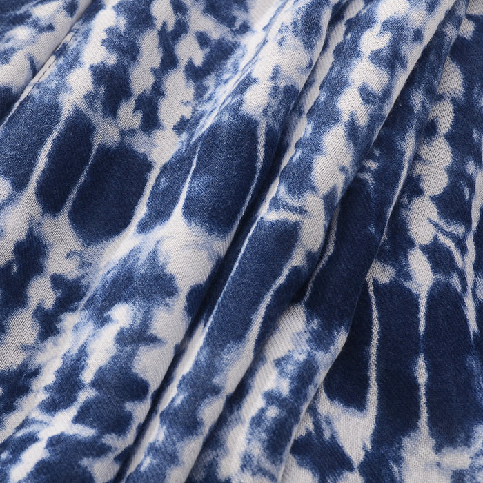 Bufanda de seda de seda al por mayor poliéster azul blanco tinte chal jdc-ss-mifan002