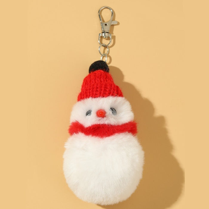 Wholesale Keychains Faux Fur Christmas Snowman MOQ≥2 JDC-KC-WenJ020