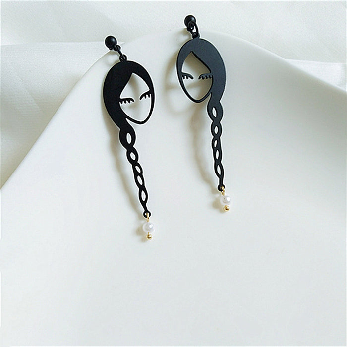 Wholesale Earrings Metal Cartoon Girls Ponytail Stud Earrings JDC-ES-AiMei030
