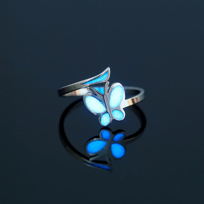 Corazón de acero inoxidable al por mayor Mariposa mariposa azul luminoso MOQ≥2 JDC-RS-DB001