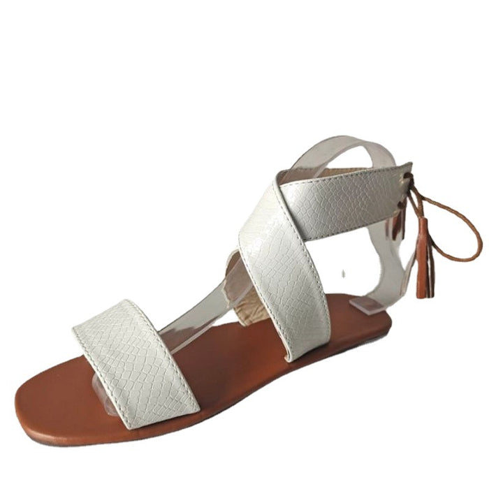 Wholesale summer plus size foreign trade Roman style broadband rear lace-up flat sandals JDC-SD-ZBL001