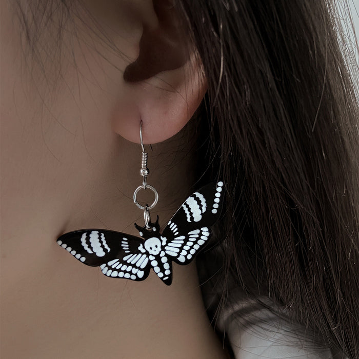 Wholesale Earrings Acrylic Dark Butterfly Black Skull Moth JDC-ES-BoYi001