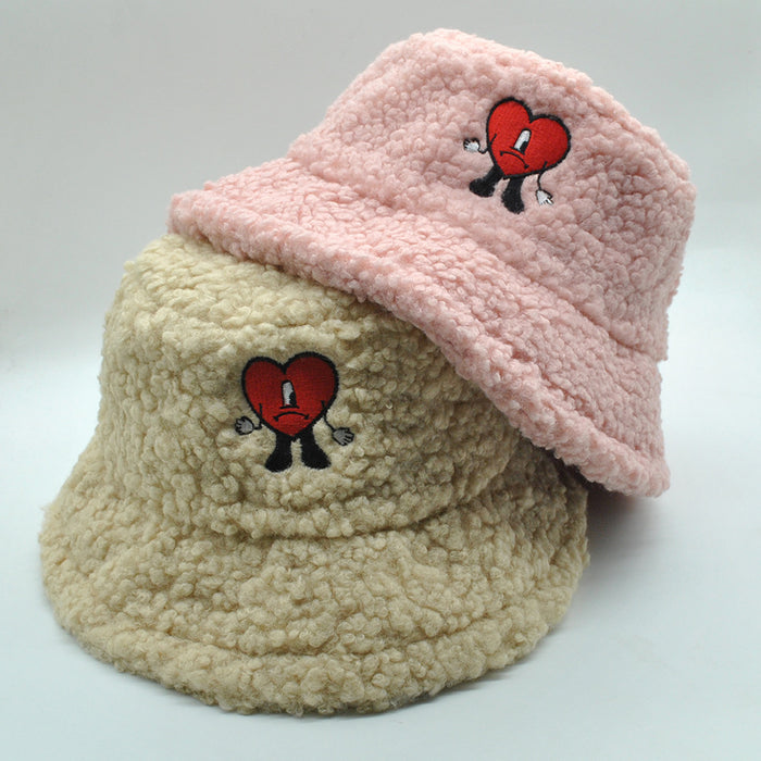 Wholesale Hat Wool Embroidery Heart Warm Bucket Hat (F) JDC-FH-PNi011
