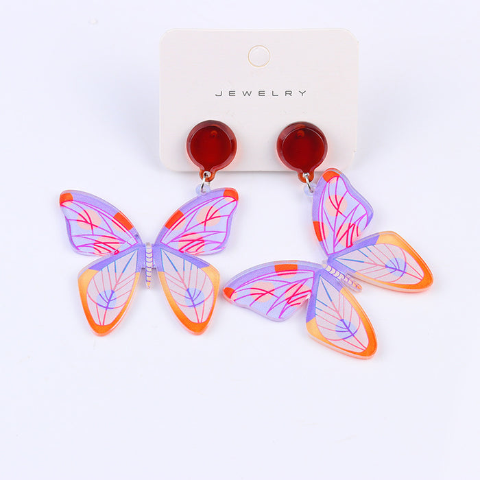 Wholesale Big Butterfly Simple Fashion Embossed Print Earrings MOQ≥2 JDC-ES-DUAI007