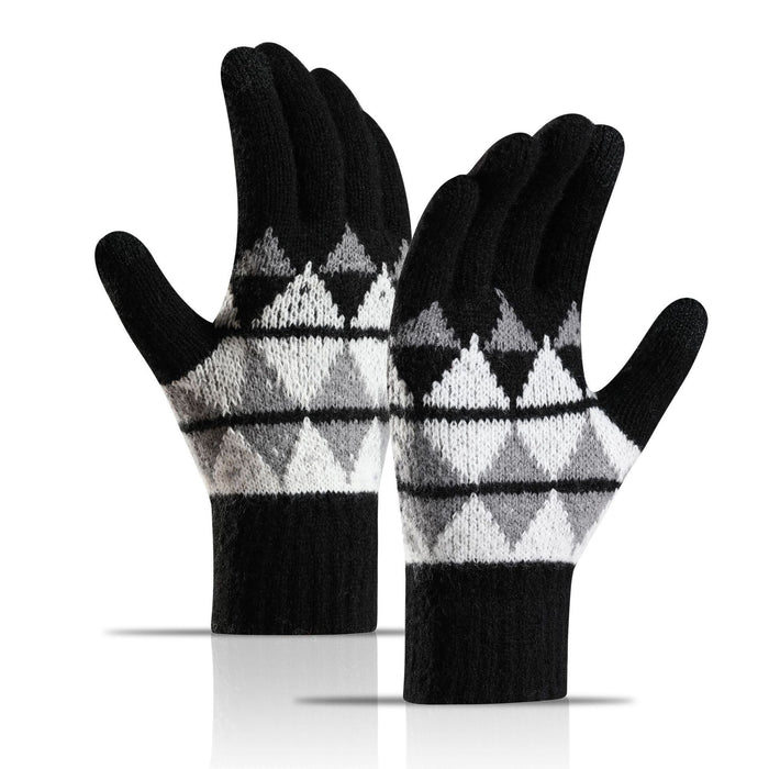 Wholesale Gloves Knitted Contrast Color Diamond Two Finger Touch Screen JDC-GS-HaiL006