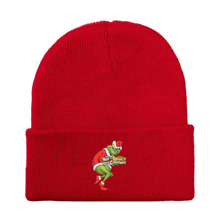 Wholesale Hat Acrylic Christmas Printed Red Knit Hat JDC-FH-WDM002