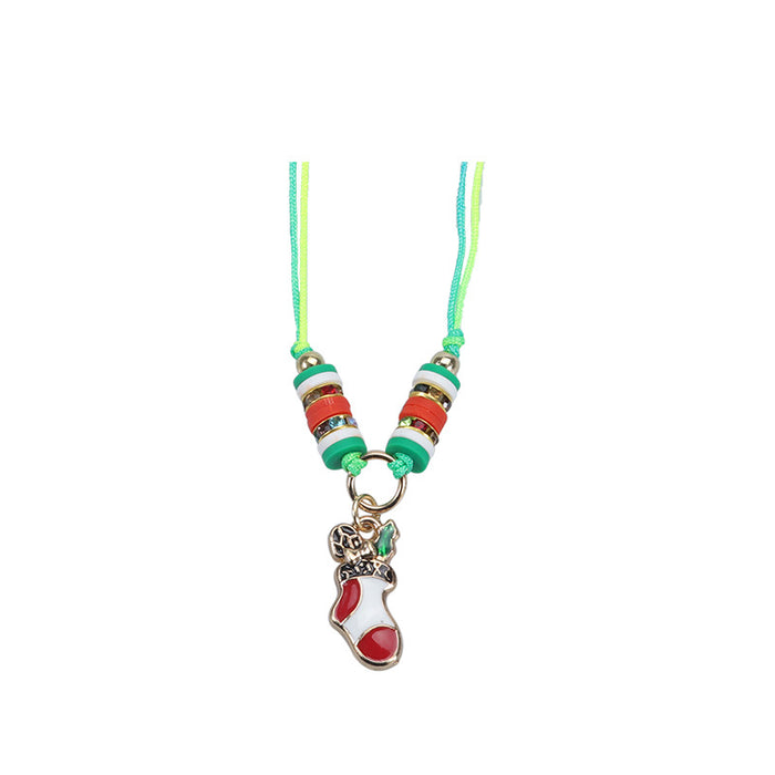 Wholesale Bracelet Alloy Jade Thread Soft Pottery Hand-woven Christmas MOQ≥2 JDC-NE-Yiye001