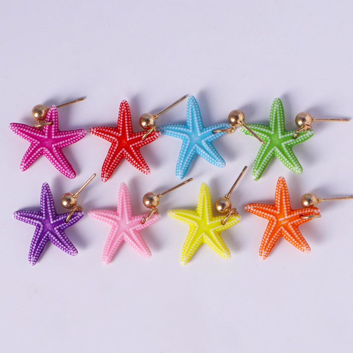 Wholesale Earrings Resin Cute Stereoscopic Starfish JDC-ES-SHIYU007