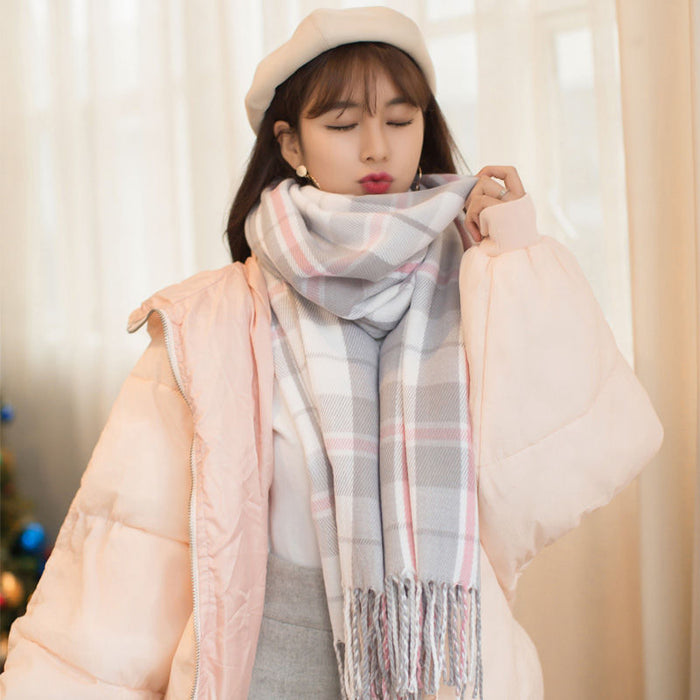 Wholesale Scarf Imitation Cashmere Plaid Warmth Thickening JDC-SF-Chand014