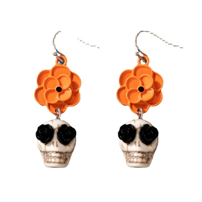 Wholesale earrings alloy skull flowers halloween MQO≥2 JDC-ES-lingg014