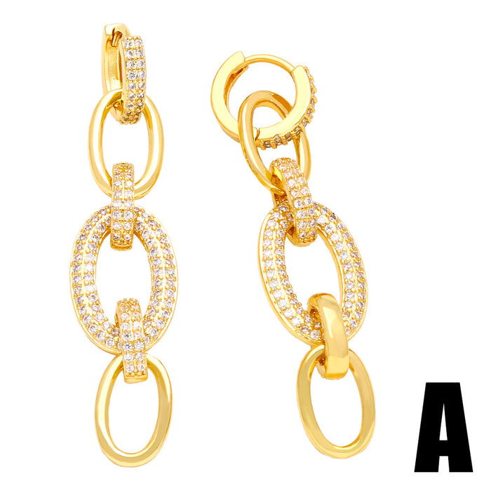 Wholesale Geometric Chain Earrings Copper JDC-ES-AS103
