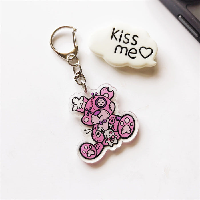 Wholesale Keychains For Backpacks Rainbow Bear Keychain Acrylic Decorative Cute Carebears Keychain MOQ≥2 JDC-KC-FPai005