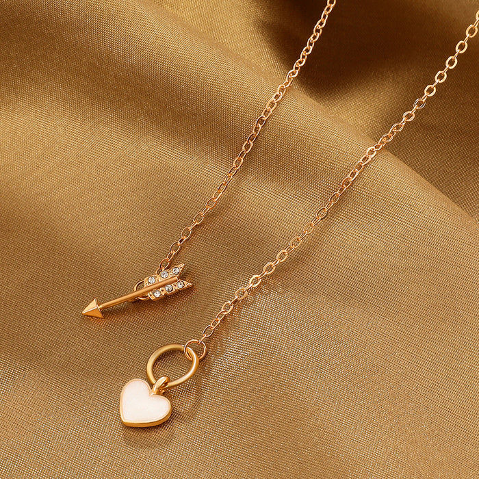 Wholesale Necklace Cupid Arrow Through Heart Clavicle Chain Love Fritillary Pendant JDC-NE-A115