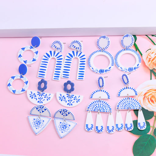 Jewelry WholesaleWholesale blue and white porcelain series simple acrylic print earrings JDC-ES-DUAI018 Earrings 渡爱 %variant_option1% %variant_option2% %variant_option3%  Factory Price JoyasDeChina Joyas De China