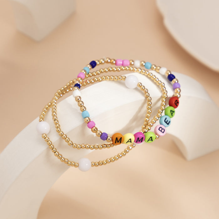 Wholesale Acrylic Letters Colorful Rice Beads Heart Resin Bracelet Set JDC-BT-XueR014