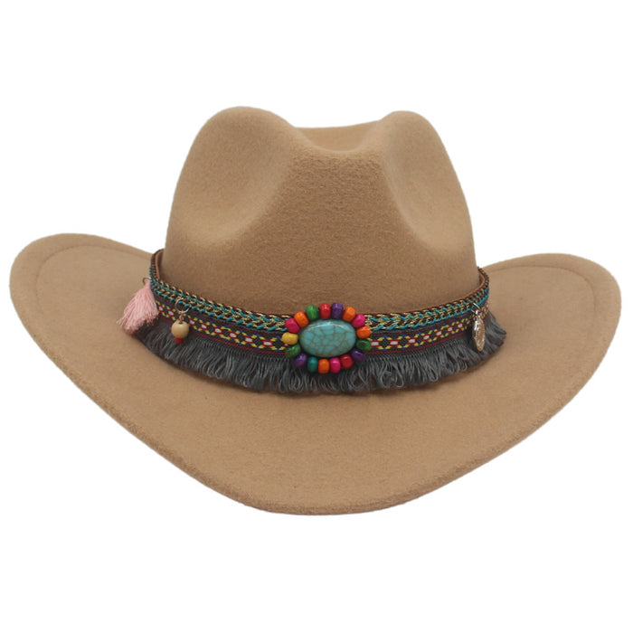 Wholesale Western Cowboy Hat Jeweled Accessories Cotton Jazz Hat JDC-FH-HanDi005