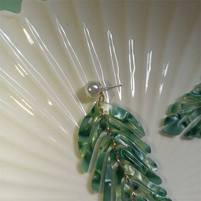 Jewelry WholesaleWholesale acrylic pearl leaf earrings JDC-ES-FX005 Earrings 繁瑆 %variant_option1% %variant_option2% %variant_option3%  Factory Price JoyasDeChina Joyas De China