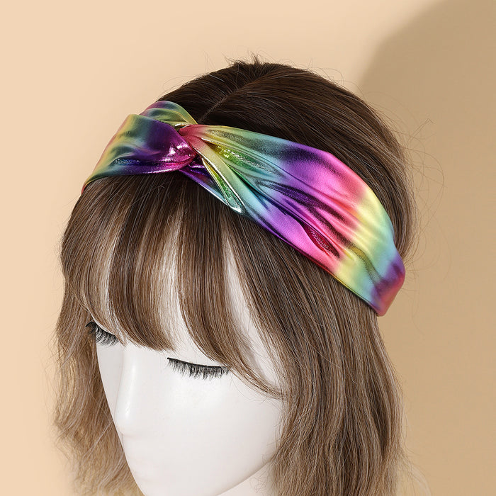 Wholesale Headband Fabric Laser Rainbow Metallic Gradient MQO≥3 JDC-HD-JZhen006