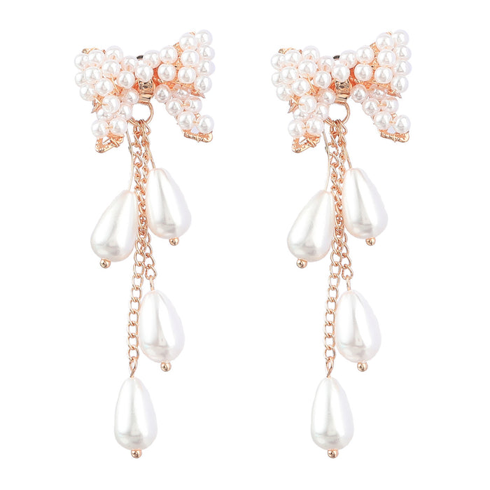 Wholesale Multilayer Acrylic Imitation Pearl Bow Earrings JDC-ES-JL1021