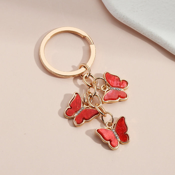 Wholesale Keychains Alloy Acrylic Drip Oil Color Rhinestone Butterfly JDC-KC-XiangH027