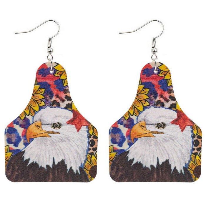 Wholesale 4th of July Independence Day Earrings PU Leather Earrings JDC-ES-KDL003