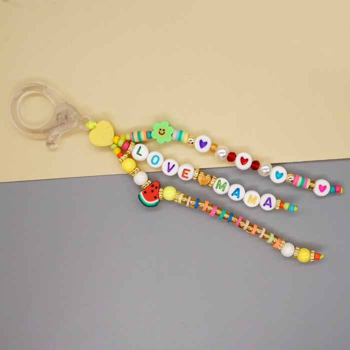 Jewelry WholesaleWholesale Boho Beaded Rainbow Glass Beads Smiley Acrylic Keychain JDC-KC-Yuxz027 Keychains 煜星珠 %variant_option1% %variant_option2% %variant_option3%  Factory Price JoyasDeChina Joyas De China
