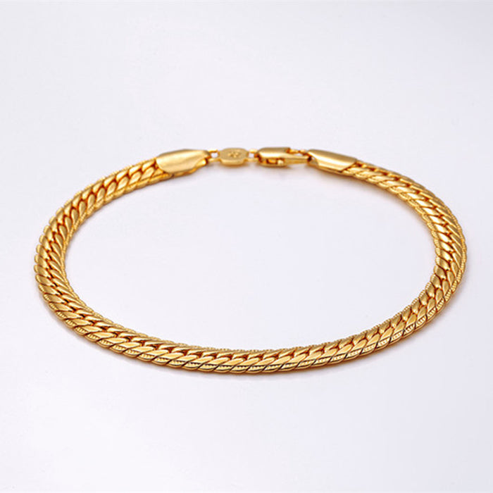 Wholesale 18K Gold Plated Thick Flat Snake Chain Men's Bracelet JDC-BT-TianM002