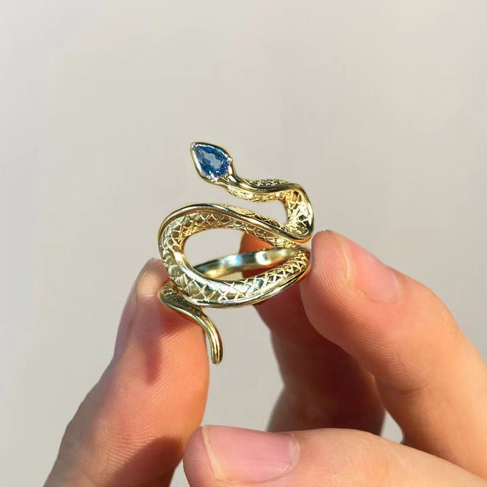 Wholesale Topaz Snake Ring Women's Fashion Personality Opening Adjustable MOQ≥2 JDC-RS-LingY001