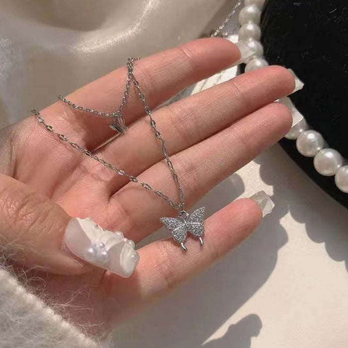 Collares al por mayor Collar de mariposa Diamante Flash Diamond MOQ≥2 JDC-NE-CHUNY001
