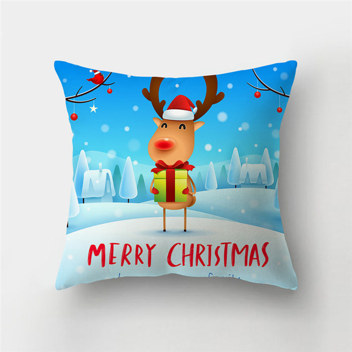 Wholesale Christmas Cartoon Printed Peach Skin Pillow Case JDC-PW-Beilan005