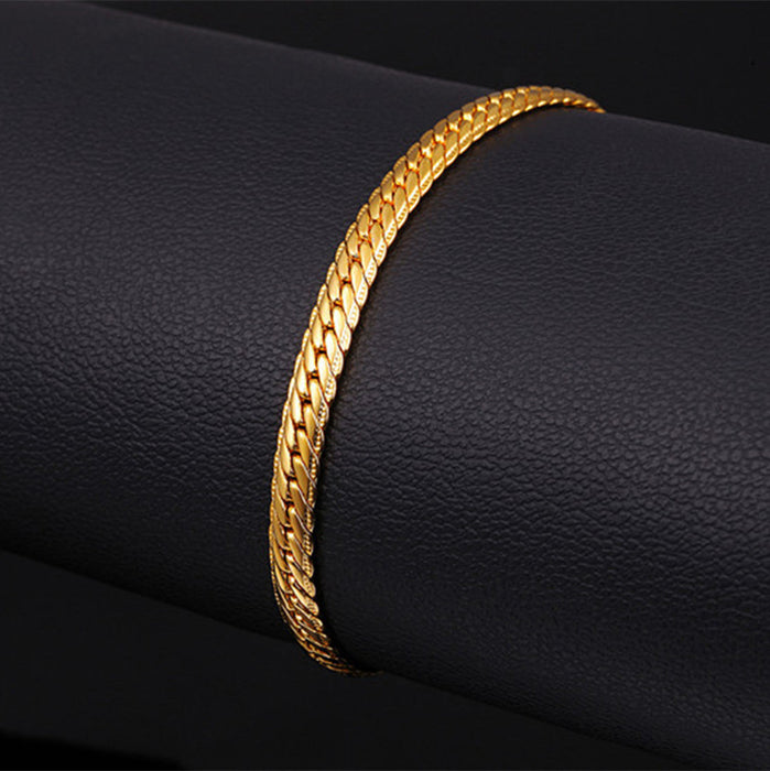 Wholesale 18K Gold Plated Thick Flat Snake Chain Men's Bracelet JDC-BT-TianM002