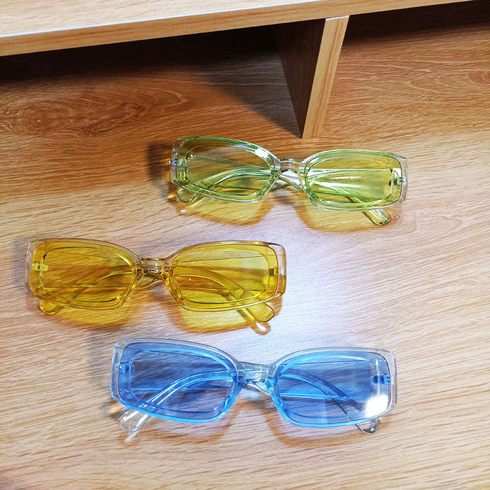 Couleur de fruits en gros petites lunettes de soleil carrées couleur transparent moq ≥ 2 JDC-SG-BOH001