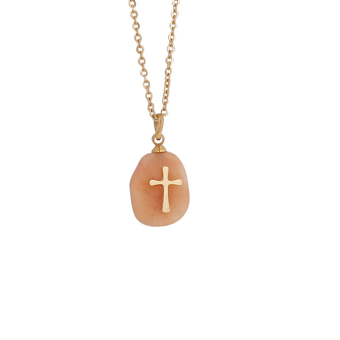 Wholesale Necklaces Natural Stone Cross Stainless Steel JDC-NE-PREMBINM001