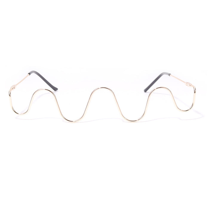 Wholesale Sunglasses Metal Handmade Diamond Half Frame Wavy No Film JDC-SG-GuY007