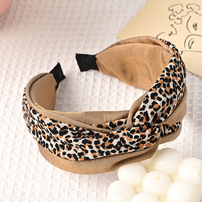 Wholesale Brown Fabric Leopard Print Headband JDC-HD-wuxuan005