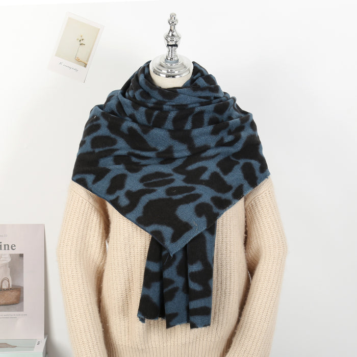 Wholesale Scarf imitation cashmere leopard print color printing shawl thickened winter warm JDC-SF-XJY002