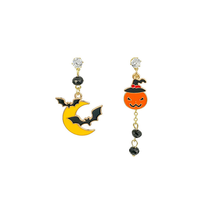 Wholesale Earrings Alloy Halloween Asymmetric Pumpkin Ghosts JDC-ES-MDD050