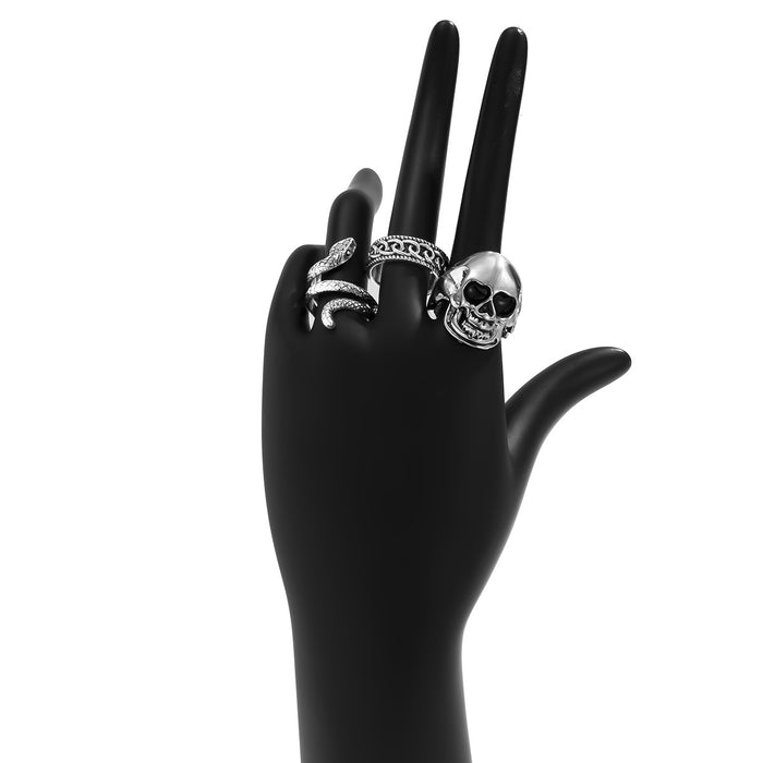 Wholesale Punk Python Skull Alloy Men's Ring Set JDC-RS-LYing004