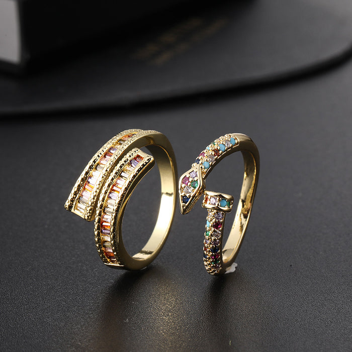 Wholesale Ring Copper Color Zircon Adjustable MOQ≥2 JDC-RS-ShangY004