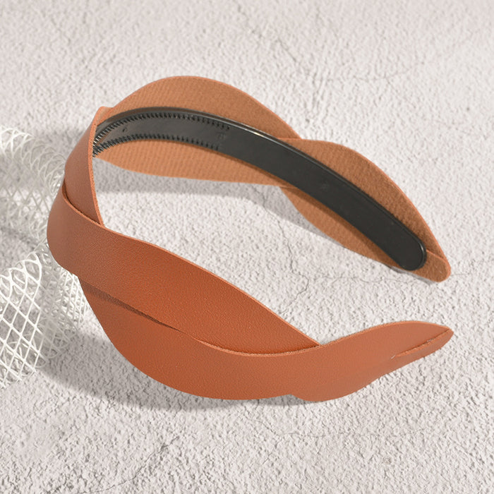 Wholesale leather cross headband with teeth non-slip MOQ≥2 JDC-HD-PuZuan006