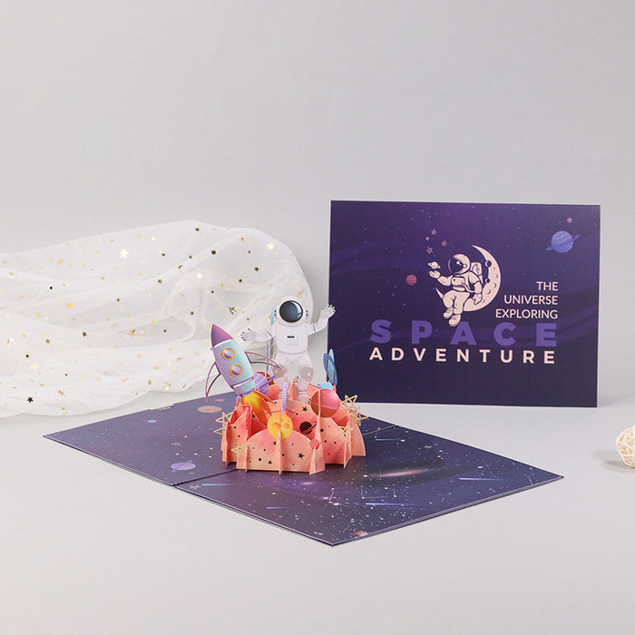 Tarjeta de felicitación al por mayor Cumpleaños estereoscópicos de astronauta Exploración de la exploración de la escultura de papel 3D JDC-GC-LID003